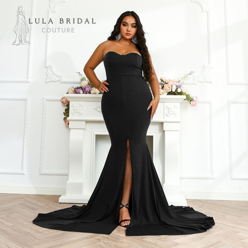 Elegant Plus Size Women's Evening Gown V-neck Flare Sleeves Slit Sequi –  TulleLux Bridal Crowns & Accessories